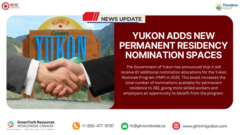Canadian Immigration – Yukon Adds New Permanent Residency Nomination Spaces