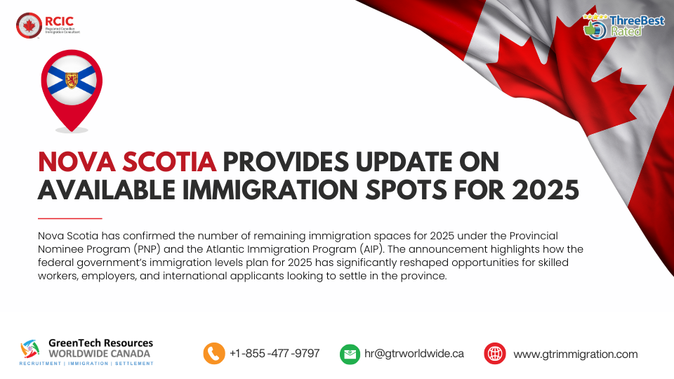 Nova Scotia Provides Update on Available Immigration Spots for 2025
