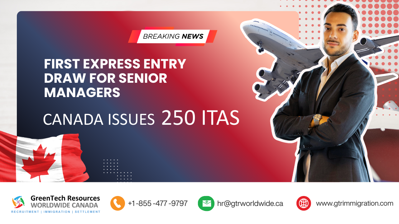 First Express Entry Draw for Senior Managers – Canada Issues 250 ITAs